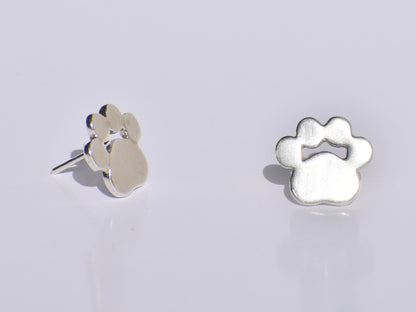 Silver Paw Studs Earrings, Dog Paw Studs Earrings, 925 Sterling Silver Studs Earrings, Handmade Jewellery, Anniversary Gift, Gift For Women