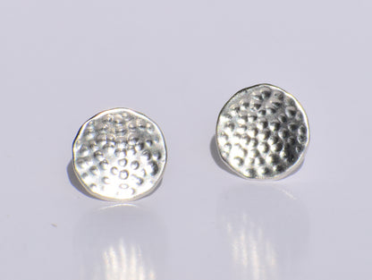 Textured Circle Studs Earrings, Silver Geometric Studs Earrings, Handmade Jewelry, Anniversary Gift, Silver Doted Earrings, Gift For Women