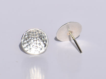 Textured Circle Studs Earrings, Silver Geometric Studs Earrings, Handmade Jewelry, Anniversary Gift, Silver Doted Earrings, Gift For Women