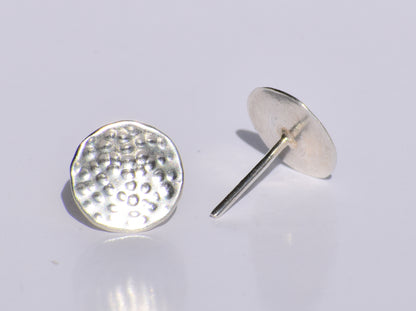 Textured Circle Studs Earrings, Silver Geometric Studs Earrings, Handmade Jewelry, Anniversary Gift, Silver Doted Earrings, Gift For Women
