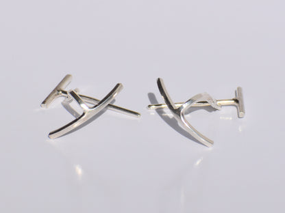 Silver Bar Studs Earrings, Handmade Earrings, 925 Sterling Silver Earrings, Earlope Earrings, Women Accessories, Anniversary Gift For Women