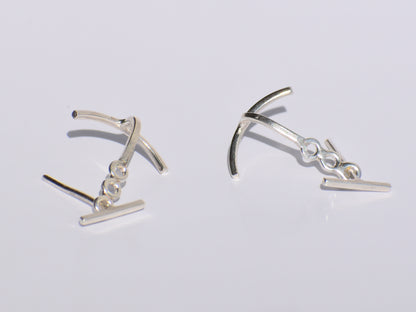 Silver Bar Studs Earrings, Handmade Earrings, 925 Sterling Silver Earrings, Earlope Earrings, Women Accessories, Anniversary Gift For Women