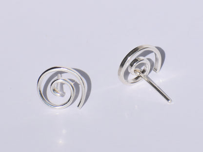 Spiral Studs Earrings, Silver Swing Studs Earrings, Handmade Jewelry, 925 Sterling Silver Earrings, Birthday Gift, Gift For Her, Boho Studs