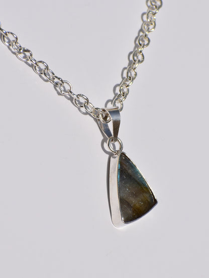 Labradorite Pendant, 925 Sterling Silver Pendant, Silver Necklace, Blue Flame Labradorite Pendant, Unique Shape Pendant, Women Accessories