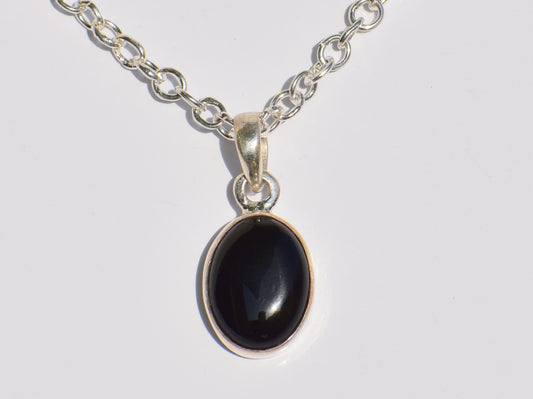 Onyx Pendant, Black Onyx Necklace, 925 Sterling Silver Pendant, Women Accessory, Oval Stone, Solitaire Jewelry, Statement Jewelry, Giftable