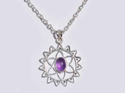 Amethyst Pendant, 925 Sterling Silver Pendant, Handmade Necklace, Oval Stone Necklace, Healing Stone, Purple Stone Jewelry, Women Accessory