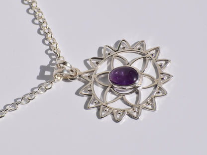 Amethyst Pendant, 925 Sterling Silver Pendant, Handmade Necklace, Oval Stone Necklace, Healing Stone, Purple Stone Jewelry, Women Accessory