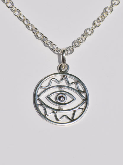 Evil Eye Necklace, Silver Chain Necklace, 925 Sterling Silver Pendant, Handmade Pendant, Evil Eye Pendant, Silver Layers, Gifts Idea For Her