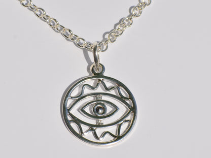 Evil Eye Necklace, Silver Chain Necklace, 925 Sterling Silver Pendant, Handmade Pendant, Evil Eye Pendant, Silver Layers, Gifts Idea For Her