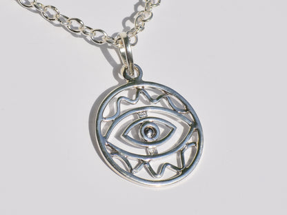 Evil Eye Necklace, Silver Chain Necklace, 925 Sterling Silver Pendant, Handmade Pendant, Evil Eye Pendant, Silver Layers, Gifts Idea For Her