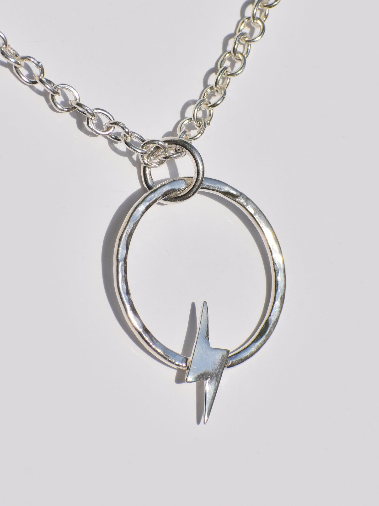 Hollow Circle Pendant, Silver Necklace, Flash Lighting Necklace, Open Circle Necklace, 925 Sterling Silver Necklace, Thin Round Ring Pendant