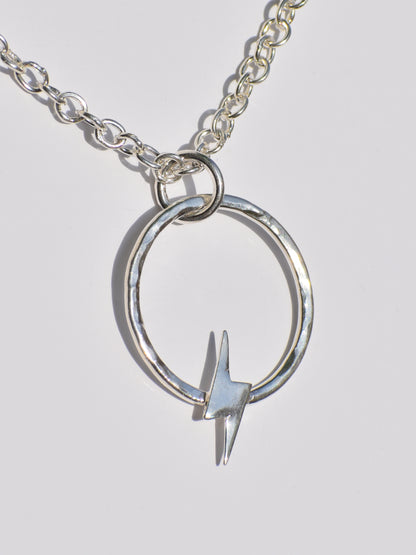 Hollow Circle Pendant, Silver Necklace, Flash Lighting Necklace, Open Circle Necklace, 925 Sterling Silver Necklace, Thin Round Ring Pendant