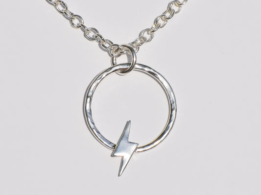 Hollow Circle Pendant, Silver Necklace, Flash Lighting Necklace, Open Circle Necklace, 925 Sterling Silver Necklace, Thin Round Ring Pendant
