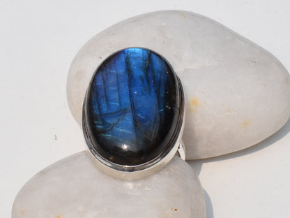 Labradorite Sterling Silver Ring – Handmade Blue Flash Gemstone Jewelry