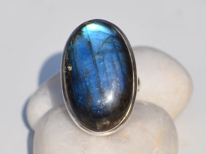 Labradorite Sterling Silver Ring – Handmade Blue Flash Gemstone Jewelry