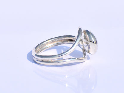 Silver Ball Adjustable Ring – Handmade 925 Sterling Silver Unisex Jewelry