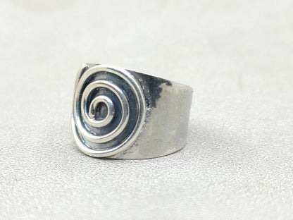 Spiral Sterling Silver Ring – Handmade Bohemian Meditation Band Ring