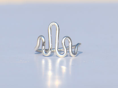 Silver Heart  Ring, 925 Sterling Silver Ring, Fine Ring, Women Ring, Statement Ring, Knuckle Ring, Wave Ring, Anniversary Gift, Gift For Her