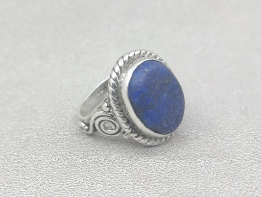 Natural Lapis Lazuli Ring, 925 Sterling Silver Ring, Lapis Ring, Lapis Lazuli Jewelry, Oval Gemstone Ring, Handmade Ring, Rings For Woman