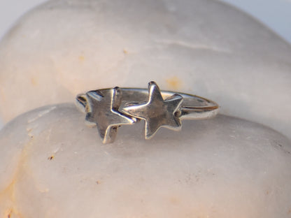 Double Star Ring, 925 Sterling Silver Ring, Handmade Ring, Dainty Ring, Bohemian Ring, Anniversary Ring, Wedding Ring,Midi Ring, Woman Ring