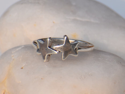 Double Star Ring, 925 Sterling Silver Ring, Handmade Ring, Dainty Ring, Bohemian Ring, Anniversary Ring, Wedding Ring,Midi Ring, Woman Ring