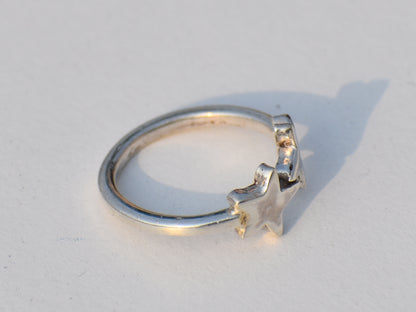 Double Star Ring, 925 Sterling Silver Ring, Handmade Ring, Dainty Ring, Bohemian Ring, Anniversary Ring, Wedding Ring,Midi Ring, Woman Ring