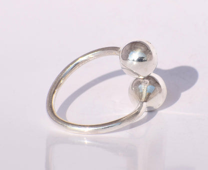 Silver Ball Ring, Double Ball Ring, Twist Ring, Sterling Silver Ring, Handmade balls, Promise Ring, Dainty Ring, Woman Ring, Christmas Gift