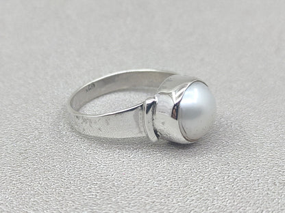 Pearl Ring, Sterling Silver Ring, Simple Ring For Women, Statement Ring, Promise Ring, Class Ring, Handmade Ring, White Stone Ring, Gift