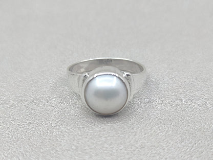 Pearl Ring, Sterling Silver Ring, Simple Ring For Women, Statement Ring, Promise Ring, Class Ring, Handmade Ring, White Stone Ring, Gift