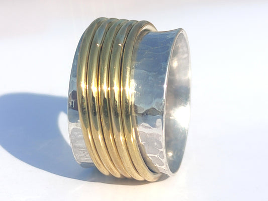 Spinner Ring, Band Ring, Handmade Ring, Hammered Ring, Wide Band Ring, Silver Band, Anniversary Gift, Gift For Her, Fidget Ring, Chunky Ring