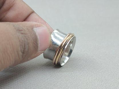 Spinner Ring, Dual Spinner, Meditation Ring, Gypsy Band, Sterling Silver Ring, Handmade Jewelry, Yoga Band, Statement Jewelry, Gift For Her
