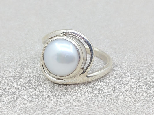 Pearl Ring, Gemstone Ring, June Birthstone, Handmade Ring, Sterling Silver Ring, Promise Ring, Statament Ring, Anniversary Gift, Women Gift