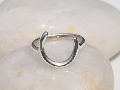 Crescent Moon Ring, 925 Sterling Silver Ring, Handmade C Alphabet Ring, Knuckle Ring, Statement Ring, Everyday Stackable Ring, Gift For Her