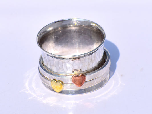 Heart Ring, Spinner Ring, Fidget Ring, Sterling Silver Ring, Ring for Her, Meditation Ring, Spinning Band Ring, Anxiety Ring, Gift For Women