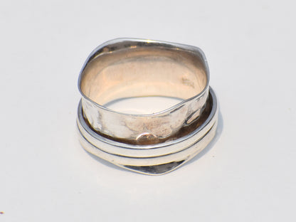 Spinner Ring, Sterling Silver Ring, Handmade Jewelry, Boho Chunky Ring, Wide Band Fidget Ring, Meditation Ring, Silver Ring for Men Women