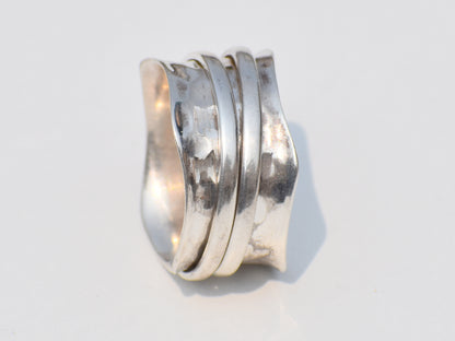 Spinner Ring, Sterling Silver Ring, Handmade Jewelry, Boho Chunky Ring, Wide Band Fidget Ring, Meditation Ring, Silver Ring for Men Women