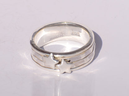 Star On Spinner Band Ring, Sterling Silver Ring, Handmade Ring, Women Silver Ring, Fidget Ring, Anxiety Ring, Bohemian Ring, Gift For Women