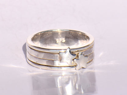 Star On Spinner Band Ring, Sterling Silver Ring, Handmade Ring, Women Silver Ring, Fidget Ring, Anxiety Ring, Bohemian Ring, Gift For Women