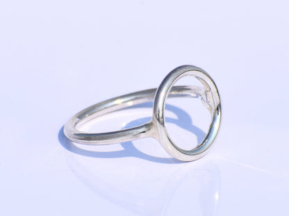 Delicate Minimalist Ring, Hollow Circle Ring, Circle Jewelry, 925 Sterling Silver Circle Ring, Promise Ring, Friendship Gift, Back To School