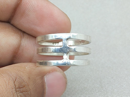 Silver Band Ring, 925 Sterling Silver Ring, Triple Ring, Wide Ring, Jewelry For Women, Bohemian Ring, Custom Size, Propose Gift For Men