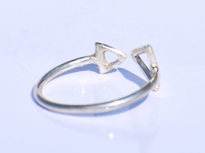 Double Triangle Ring, Hollow Triangle, Minimalist Jewelry, Silver Jewelry, Handmade Jewelry, Wedding Jewelry, Geometric Ring, Gift For Her