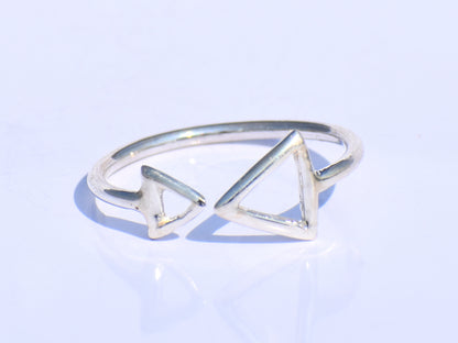 Double Triangle Ring, Hollow Triangle, Minimalist Jewelry, Silver Jewelry, Handmade Jewelry, Wedding Jewelry, Geometric Ring, Gift For Her