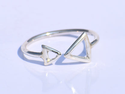 Double Triangle Ring, Hollow Triangle, Minimalist Jewelry, Silver Jewelry, Handmade Jewelry, Wedding Jewelry, Geometric Ring, Gift For Her