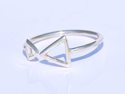 Double Triangle Ring, Hollow Triangle, Minimalist Jewelry, Silver Jewelry, Handmade Jewelry, Wedding Jewelry, Geometric Ring, Gift For Her