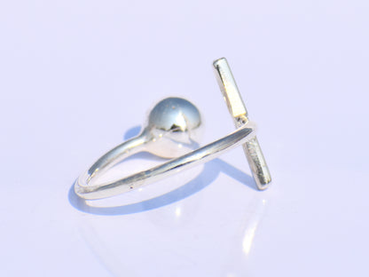 Silver Ball Ring, Silver Bar Ring, Solid Ball Ring, 925 Silver Jewelry, Handmade Ring, Anniversary Ring, Midi Ring, Promise Ring, Open Ring
