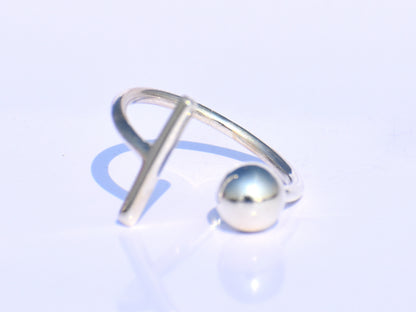 Silver Ball Ring, Silver Bar Ring, Solid Ball Ring, 925 Silver Jewelry, Handmade Ring, Anniversary Ring, Midi Ring, Promise Ring, Open Ring