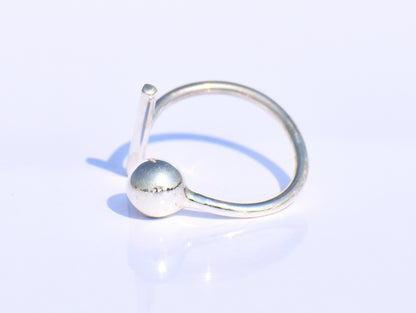 Silver Ball Ring, Silver Bar Ring, Solid Ball Ring, 925 Silver Jewelry, Handmade Ring, Anniversary Ring, Midi Ring, Promise Ring, Open Ring