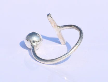 Silver Ball Ring, Silver Bar Ring, Solid Ball Ring, 925 Silver Jewelry, Handmade Ring, Anniversary Ring, Midi Ring, Promise Ring, Open Ring