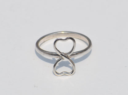 Infinity Heart Ring, Double Heart Ring, Sterling Silver Ring, Statement Jewelry, Handmade Jewelry, Dainty Ring, Ring For Her, Stacking Ring