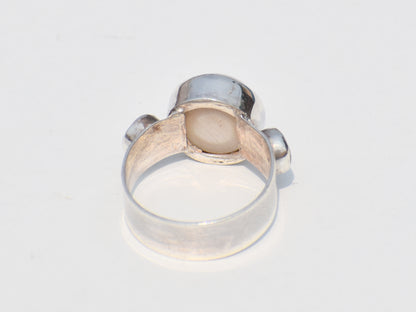 Pearl Ring, White Stone Ring, Gemstone Ring, Sterling Silver Ring, Birthstone Ring for Mom, Bestfriend Gift, Anniversary Gift, Gift For Her
